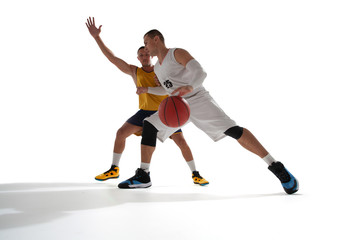 Fototapeta na wymiar Basketball players isolated on white.