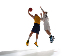 Fototapeta na wymiar Basketball players isolated on white.