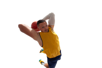 Basketball players isolated on white.