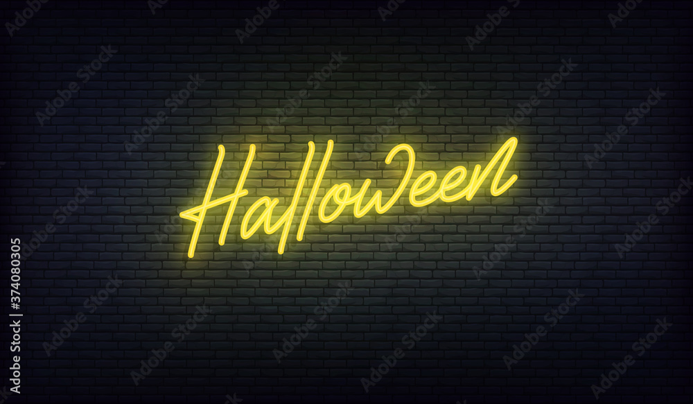 Wall mural Halloween neon sign. Halloween vector holiday design