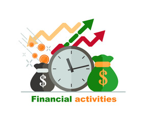 financial activities. economy and money concept flat vector, banner, graphic
