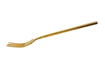 Luxury gold fork isolated on white background.Clipping path included.