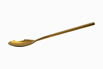 Luxury gold spoon isolated on white background.Clipping path included.