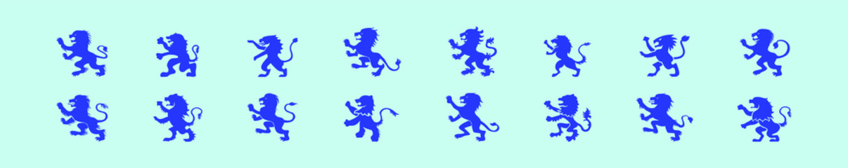 set of heraldic and lion rampant icon design template with various models for logo badges and more. vector illustration