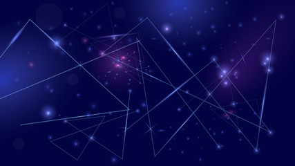 Vector abstract futuristic digital landscape with particles dots and stars on the horizon. computer geometric digital connection structure. Futuristic blue abstract grid. Intelligence artificial