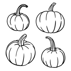 Set of hand-drawn pumpkins