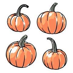 Set of hand-drawn pumpkins