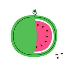 Cut in half watermelon isolated on white, vector