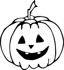 Vector illustration of a pumpkin with a face for Halloween in the Doodle style. The concept of holiday, fear, horror, fun, Halloween. Can be used for fabric, textiles, paper, Wallpaper, books.