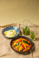 北アフリカ料理 クスクス  Boiled chickpeas with couscous 