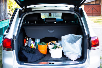 car trunk with packages