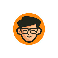 Geek Head Logo Design Illustration