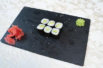 Delicious, juicy maki with cucumber