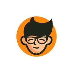 Geek Head Logo Design Illustration
