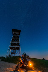 Adventure Couple Watching Perseid Meteor Shower in Remote Outdoor Wilderness