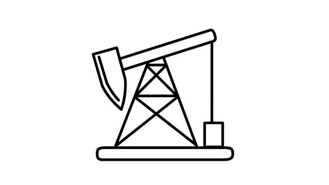 Oil Pumpjack line icon on the Alpha Channel