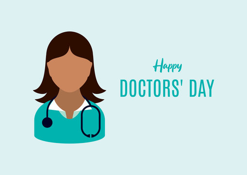 Happy Doctors' Day vector. Female doctor with stethoscope icon vector. African American doctor woman icon vector