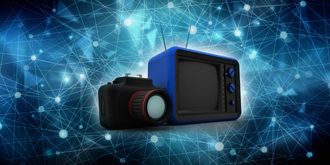 3d rendering old Retro television with DSLR camera