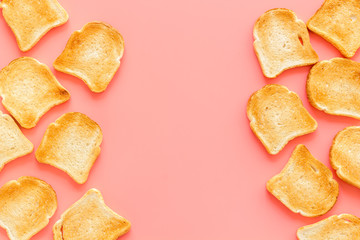 Frame of toast bread with space for text, top view