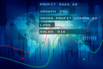 2d rendering Stock market online business concept. business Graph 
