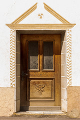 old wooden door in old town