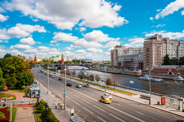 Fototapeta na wymiar View of the city of Moscow from the Patriarchal bridge, panorama of Moscow, Russia