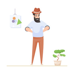 
A fashionate person vector, beard man illustration design
