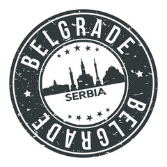 Belgrade Serbia Round Stamp Icon Skyline City Design Landmark Rubber.