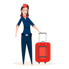 
Illustration of flight attendant in flat design, air hostess 
