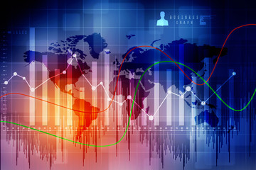 2d rendering Stock market online business concept. business Graph 
