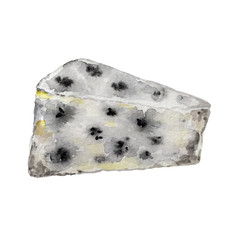watercolor illustration cheese gray
