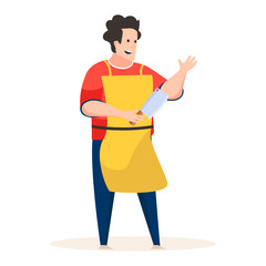 
Illustration of meat killer in flat design, butcher 
