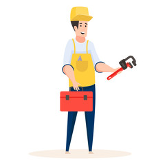 
Professional plumber vector in flat style, serviceman 
