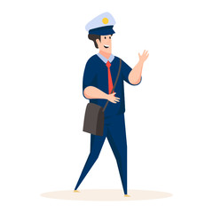 
Flat illustration design of postman, mailman vector 
