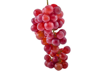 Fresh red grapes on white background