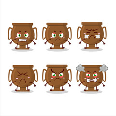Bronze trophy cartoon character with various angry expressions