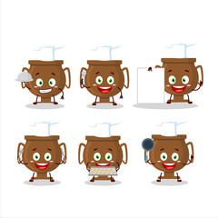 Cartoon character of bronze trophy with various chef emoticons