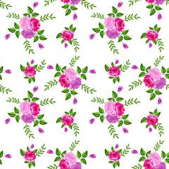 seamless vector flowers pattern on white      background
