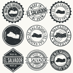 El Salvador Travel Stamp Made In Product Stamp Logo Icon Symbol Design Insignia. - obrazy, fototapety, plakaty