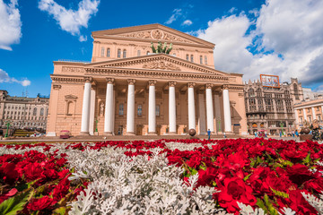Details of the Bolshoi(big) theater building in Moscow, Russia