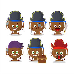 Cartoon character of bronze trophy with various pirates emoticons