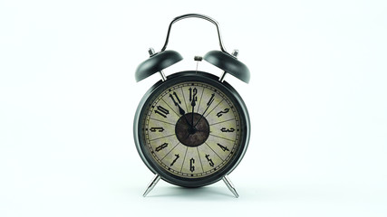 Black clock isolated on white background Showtime 12 am..