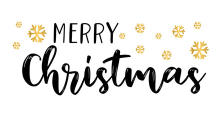 Merry Christmas quote  as logo or header. Celebration Lettering for poster, card, invitation, banner, label, flyer.