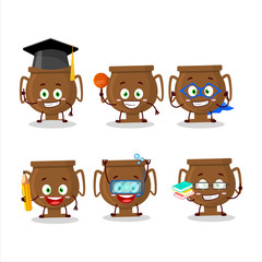 School student of bronze trophy cartoon character with various expressions