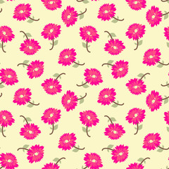 Seamless leaves with vector flower Pattern on gar      Background