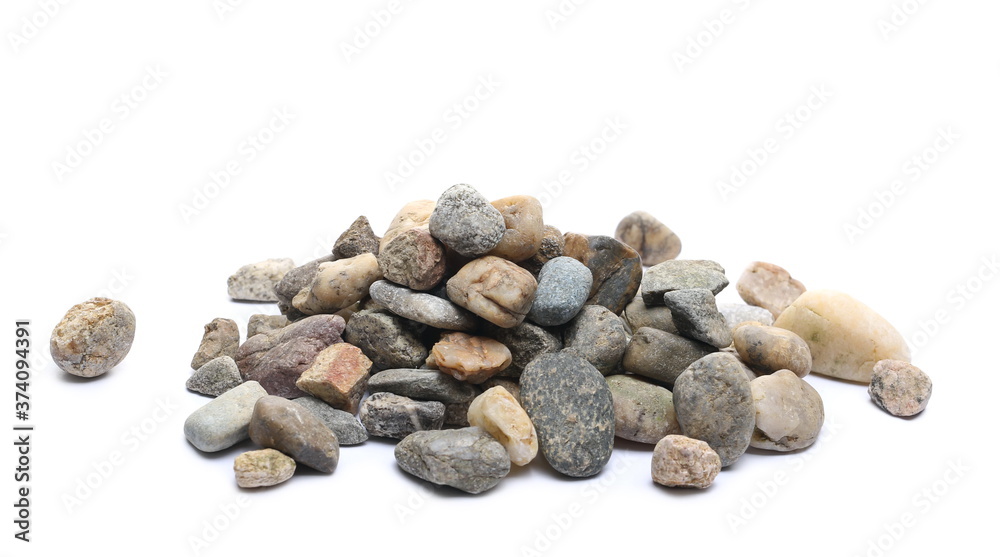 Wall mural Rocks, stones pile isolated on white background