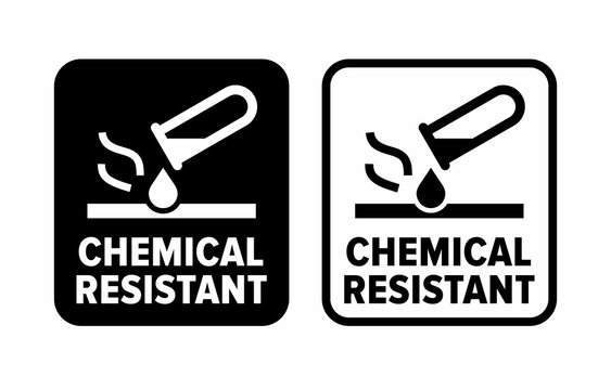 "Chemical resistant" material information sign