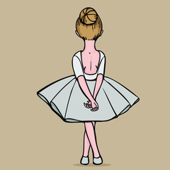 the little balerina stands with her back colored © Katerin_vin