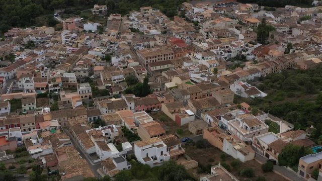 Flying a Fortress drone in the city of Capdepera on the northeast island of Majorca Spain