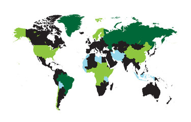 World map Info graphic, colorful borders green